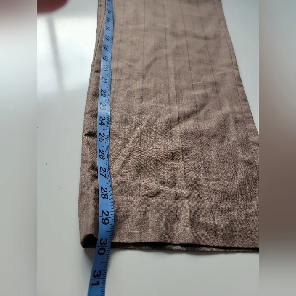 Pamoni Voque London Men's Wool Blend Plaid Pants Brown Size 35